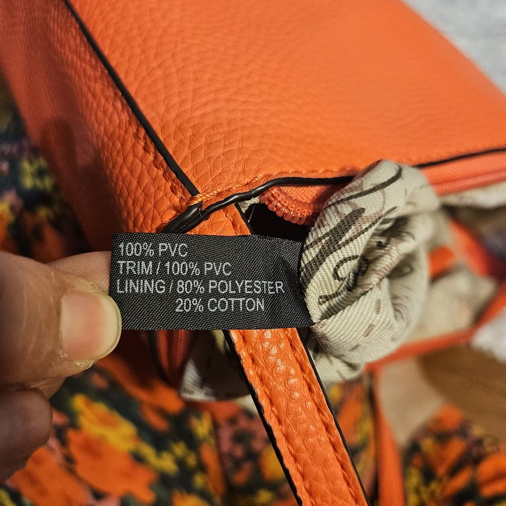Guess Orange Faux Leather Cosmetic Bag Travel Pouch‎ Clutch - Picture 9 of 15